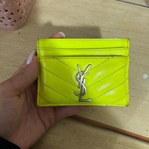 neon yellow saint laurent cardholder